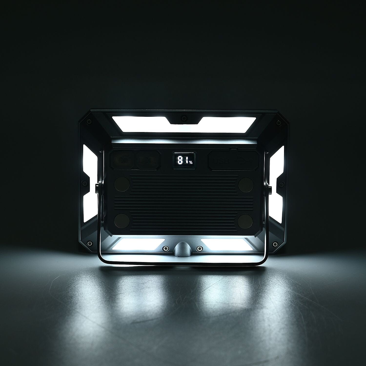 Multifunctional Rechargable Power Bank and LED Flood Light with Powerful 5600 Lumin (Battery Cap. 4000mAh) - Silver