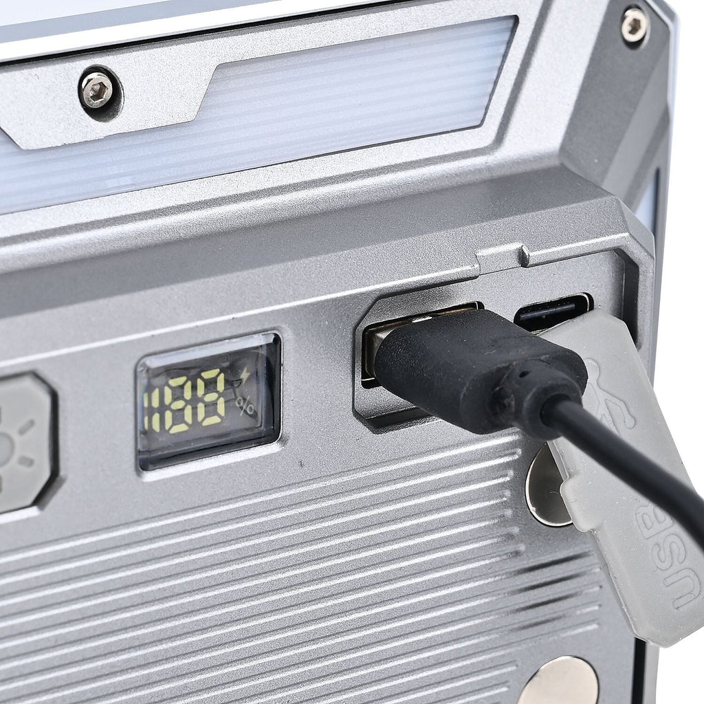 Multifunctional Rechargable Power Bank and LED Flood Light with Powerful 5600 Lumin (Battery Cap. 4000mAh) - Silver