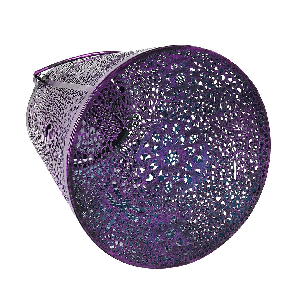 Floral Pattern Metal Solar Decorative Lantern (with 300mAh NI-MH AAA battery) - Purple