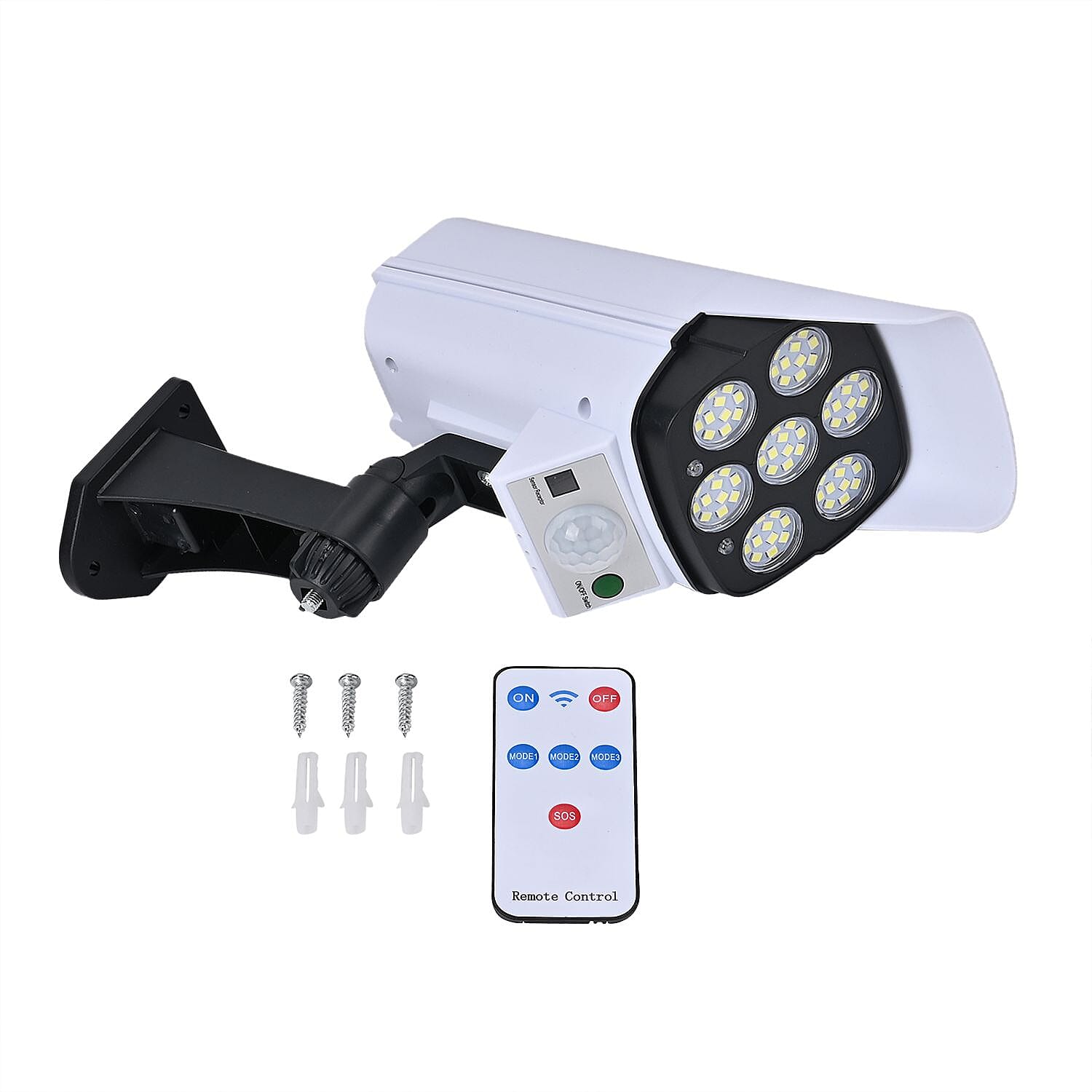 Energy Saving Solar Sensor Light with 3 Lightning Modes, Remote - Screw Accessories