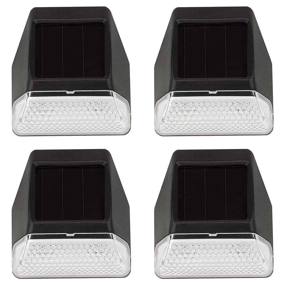 Bright Night Pack of 4 Solar Powered Fence Wall and Post Light - Black