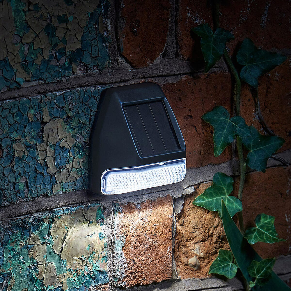 Bright Night Pack of 4 Solar Powered Fence Wall and Post Light - Black