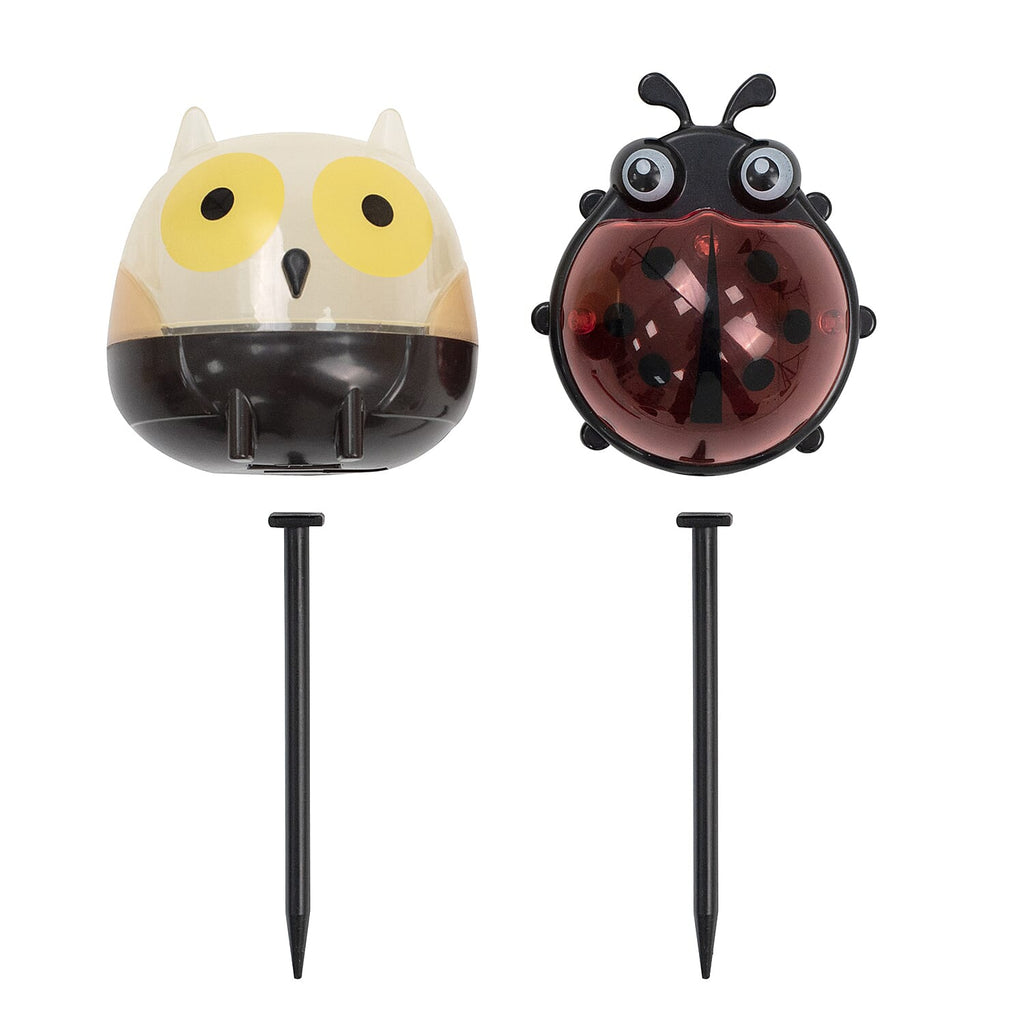 Set of 2- Owl and Ladybird Garden Solar Light- Multi
