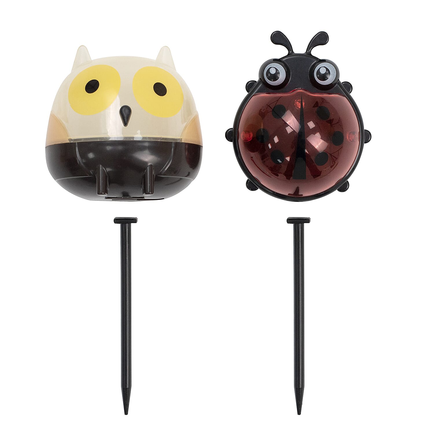 Set of 2- Owl and Ladybird Garden Solar Light- Multi