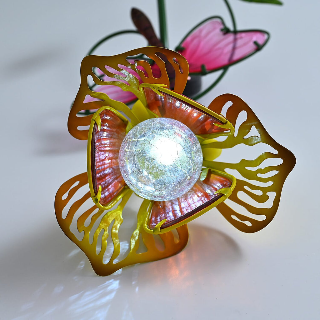 Solar Dragonfly with Solar Cracking Glass Ball Stake Decoration - Multi Color