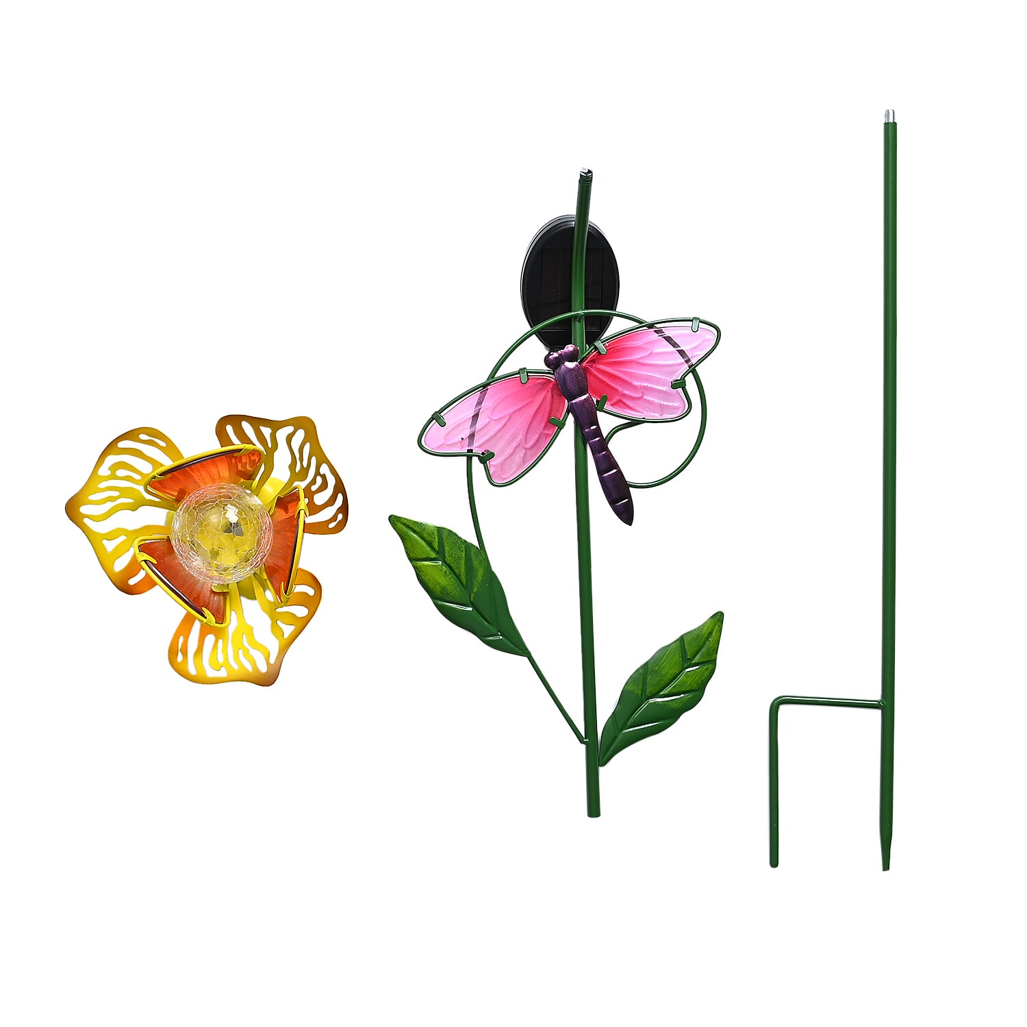 Solar Dragonfly with Solar Cracking Glass Ball Stake Decoration - Multi Color