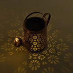 Solar Watering Can with Waterfall Fairy Light Strings - Black