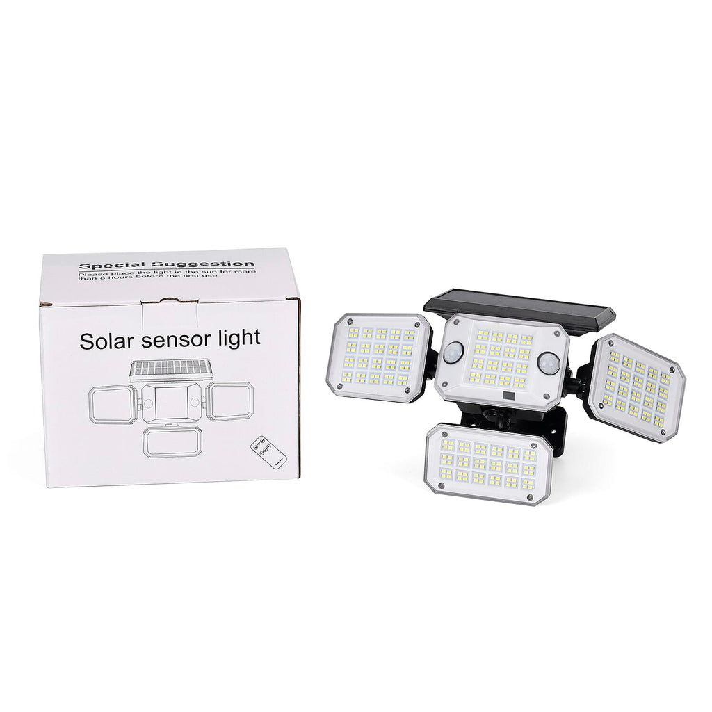 Outdoor Lighting - Solar LED 4 Head Lamp, 3-5m Sensor Range(Size 28x13x18 cm)