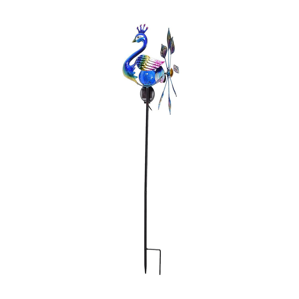 Peacock Wind Spinner with Solar Panel and LED