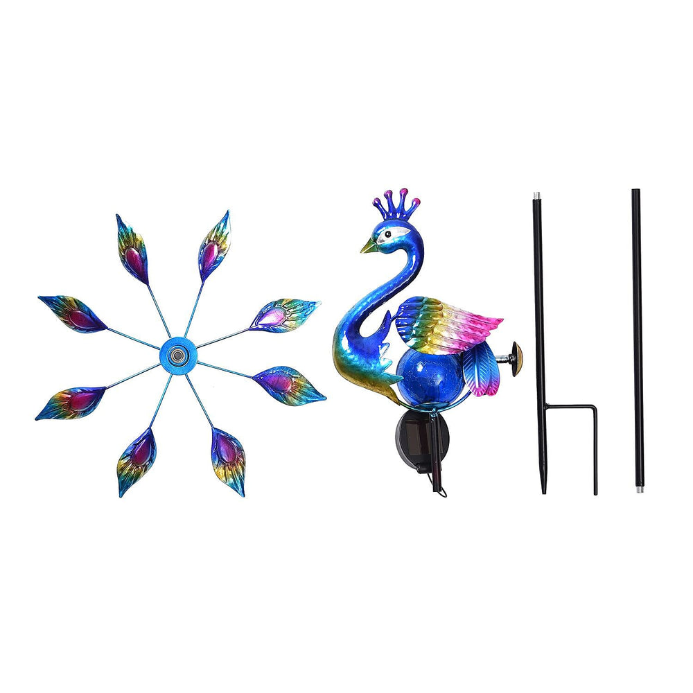 Peacock Wind Spinner with Solar Panel and LED