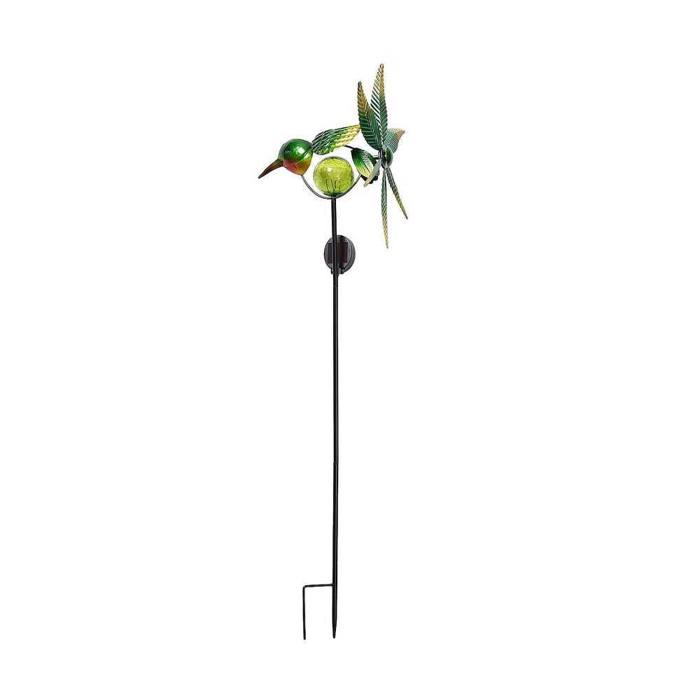 Green Bird Wind Spinner with Solar Panel and LED