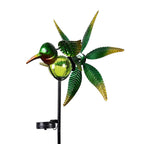 Green Bird Wind Spinner with Solar Panel and LED