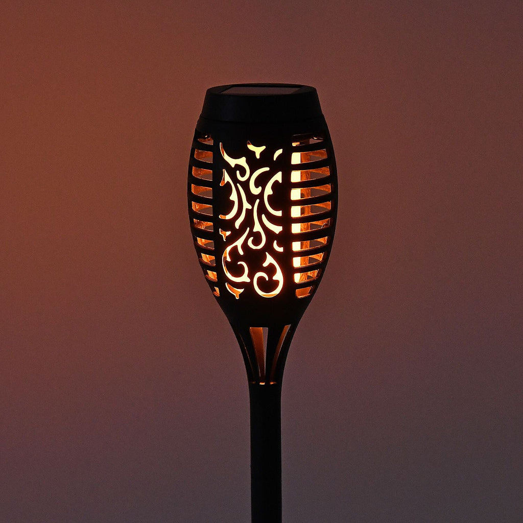Set of 6 - Garden Flame Solar Waterproof LED Lights (Batteries Included) - Black