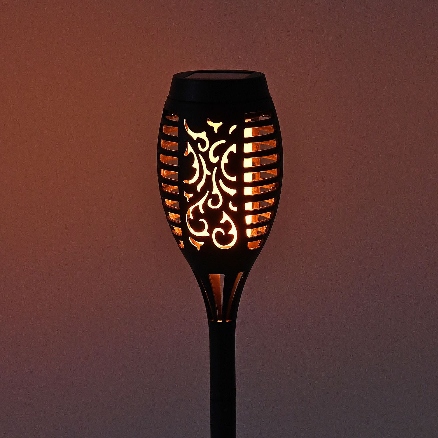 Set of 6 - Garden Flame Solar Waterproof LED Lights (Batteries Included) - Black