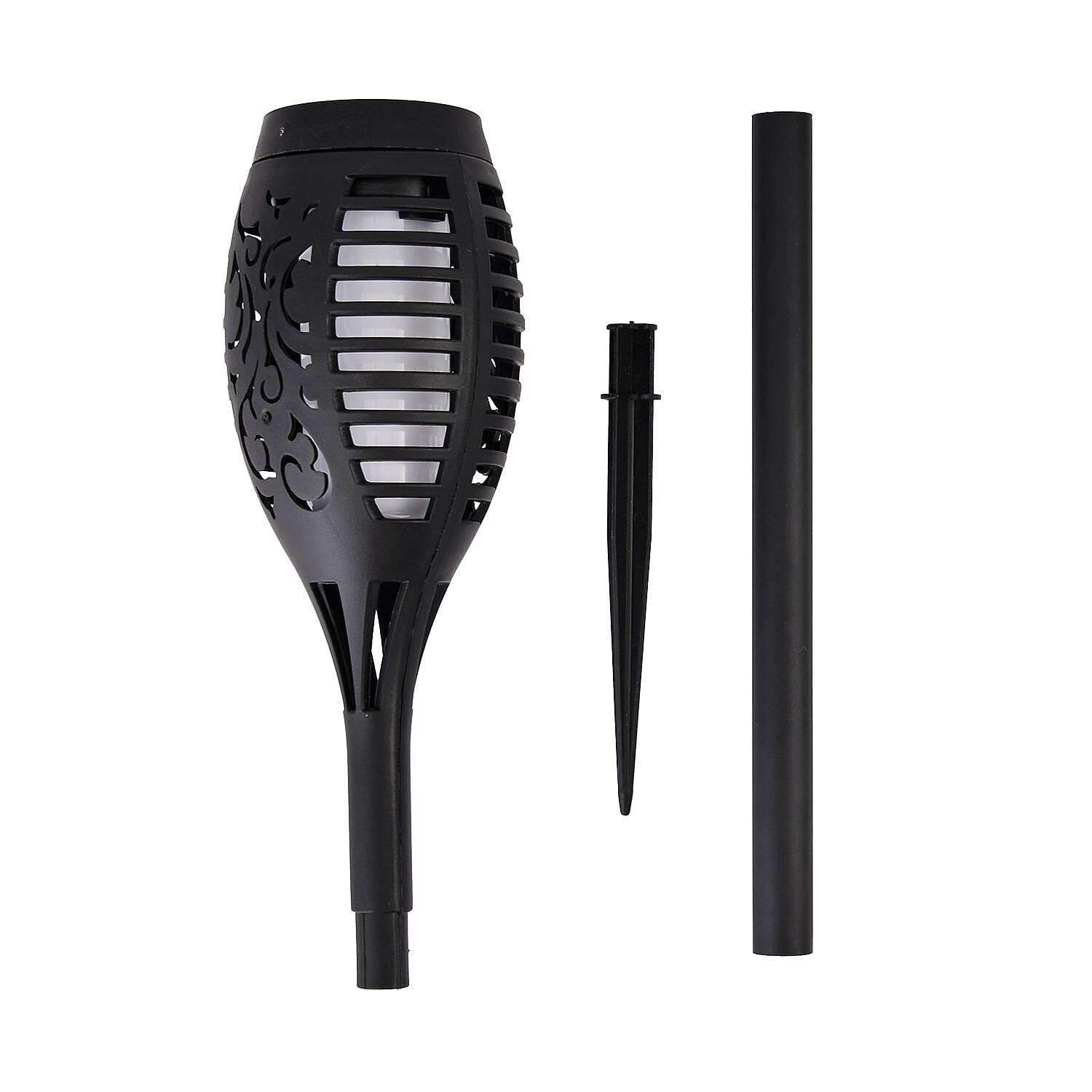 Set of 6 - Garden Flame Solar Waterproof LED Lights (Batteries Included) - Black