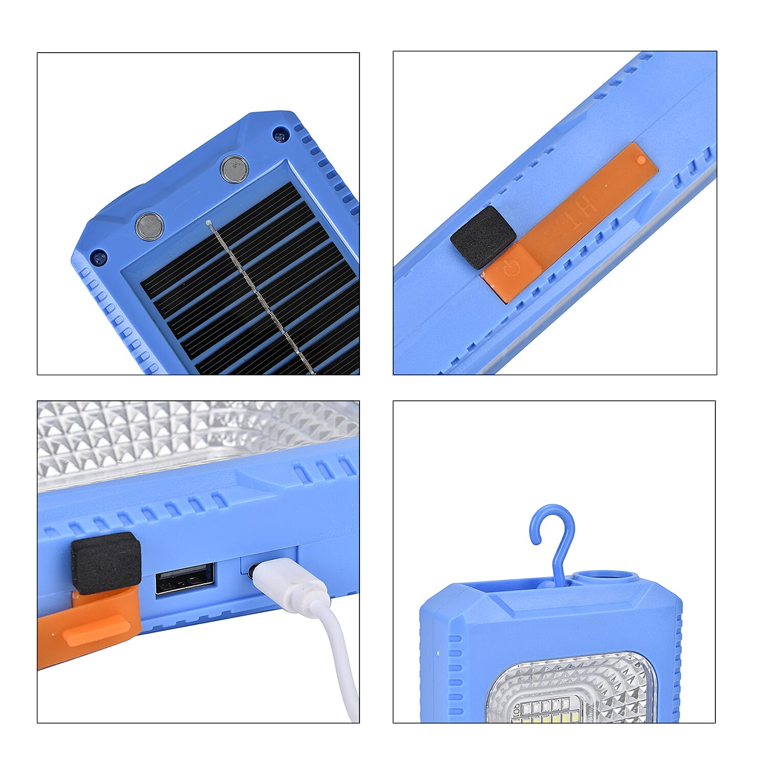 2 in 1 Multifunctional Outdoor Solar Rechargeable Light and Power bank 1500 mah Li-ion Battery (Size 95x33x165 cm) - Blue
