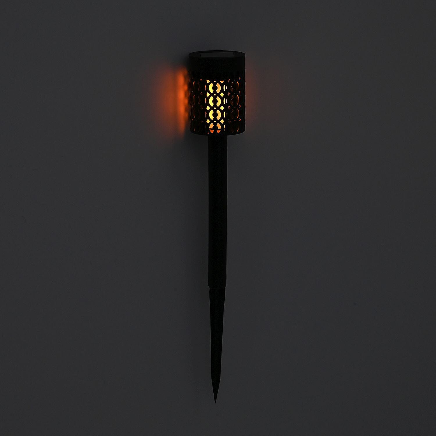 Solar Path Lights with Flame Effect - Set of 4 - 30cm - Black