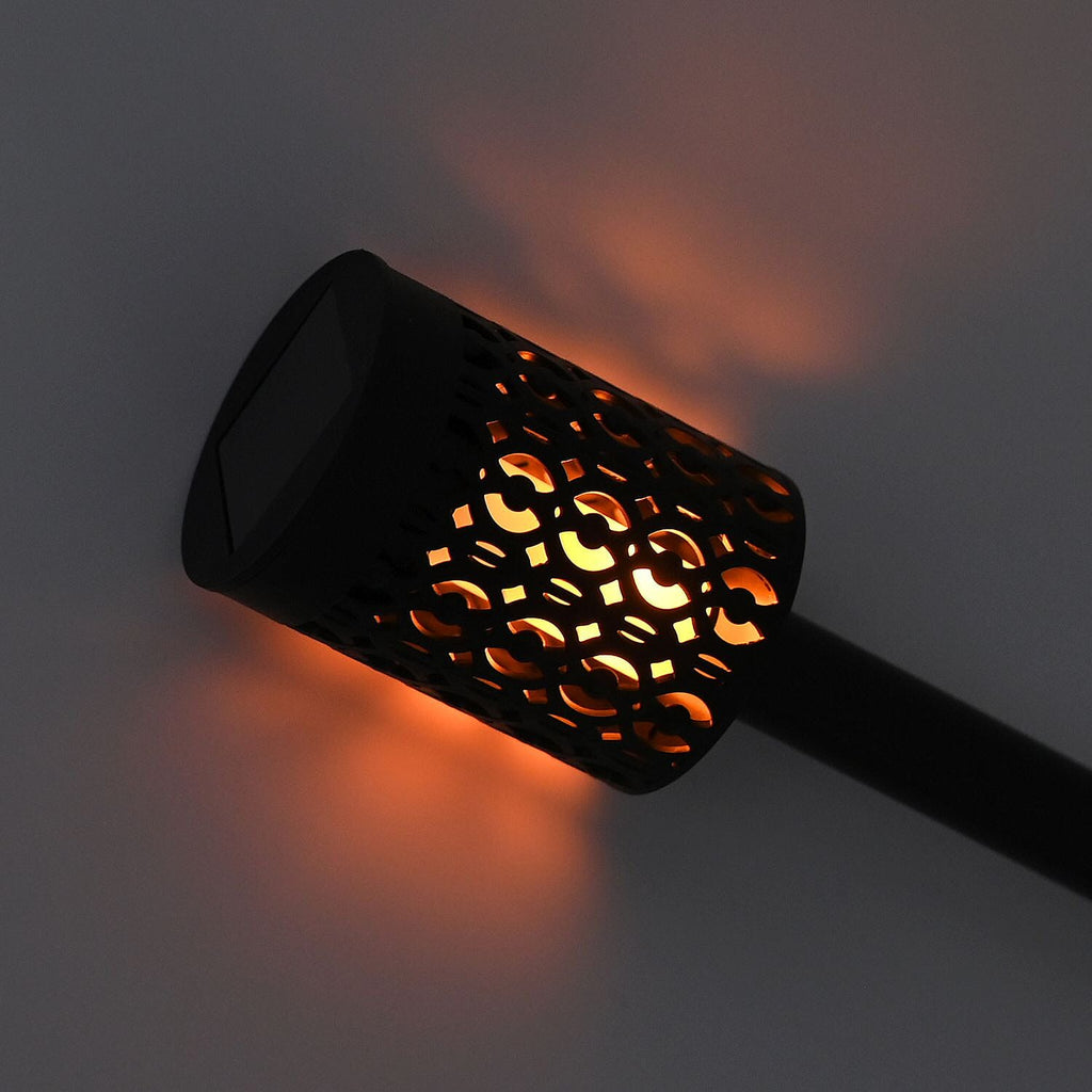Solar Path Lights with Flame Effect - Set of 4 - 30cm - Black