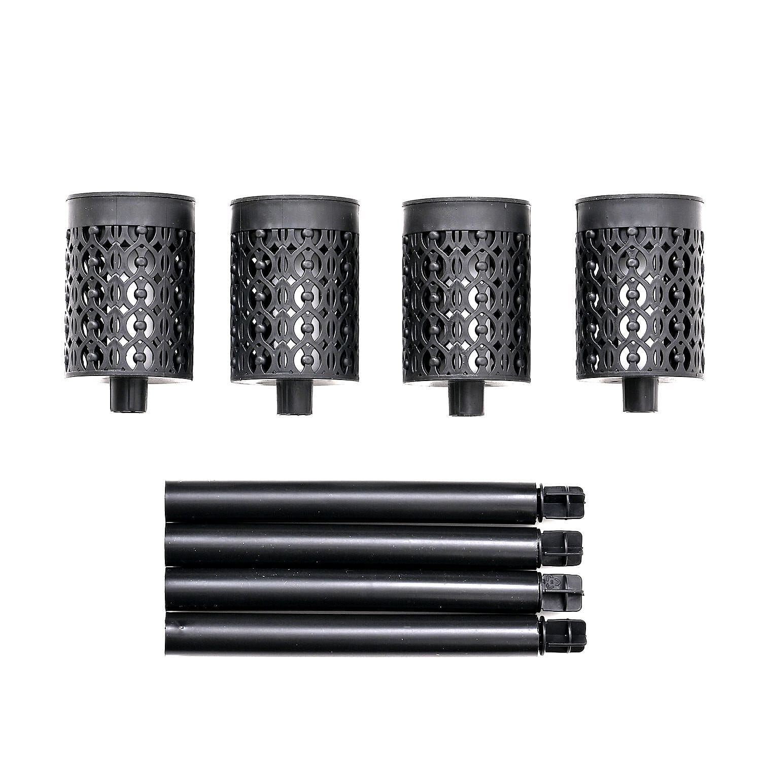 Solar Path Lights with Flame Effect - Set of 4 - 30cm - Black
