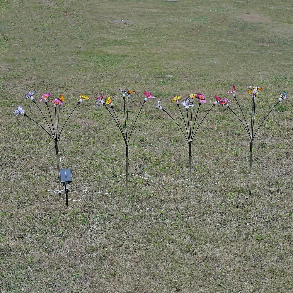 Lowest Price Offer - Set of 4 Solar Butterfly Lights- 6 Warm LEDs, 8 Lighting Modes & 500mah Battery Incl. (70cm) - Black