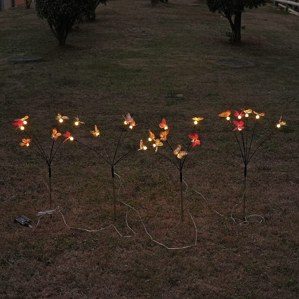 Lowest Price Offer - Set of 4 Solar Butterfly Lights- 6 Warm LEDs, 8 Lighting Modes & 500mah Battery Incl. (70cm) - Black