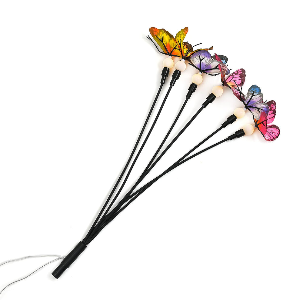 Lowest Price Offer - Set of 4 Solar Butterfly Lights- 6 Warm LEDs, 8 Lighting Modes & 500mah Battery Incl. (70cm) - Black
