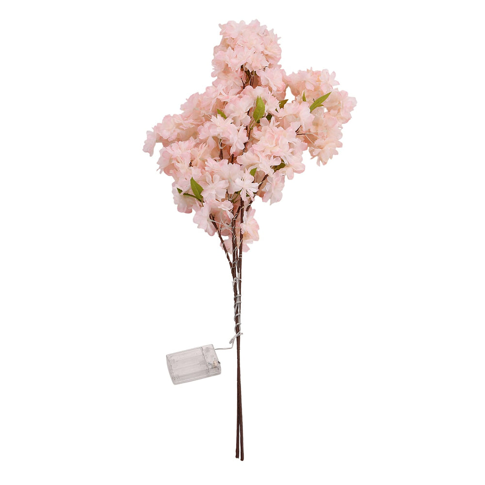 Set of 2 Faux Cherry Blossom Branches with Warm White LED Lights - Champagne
