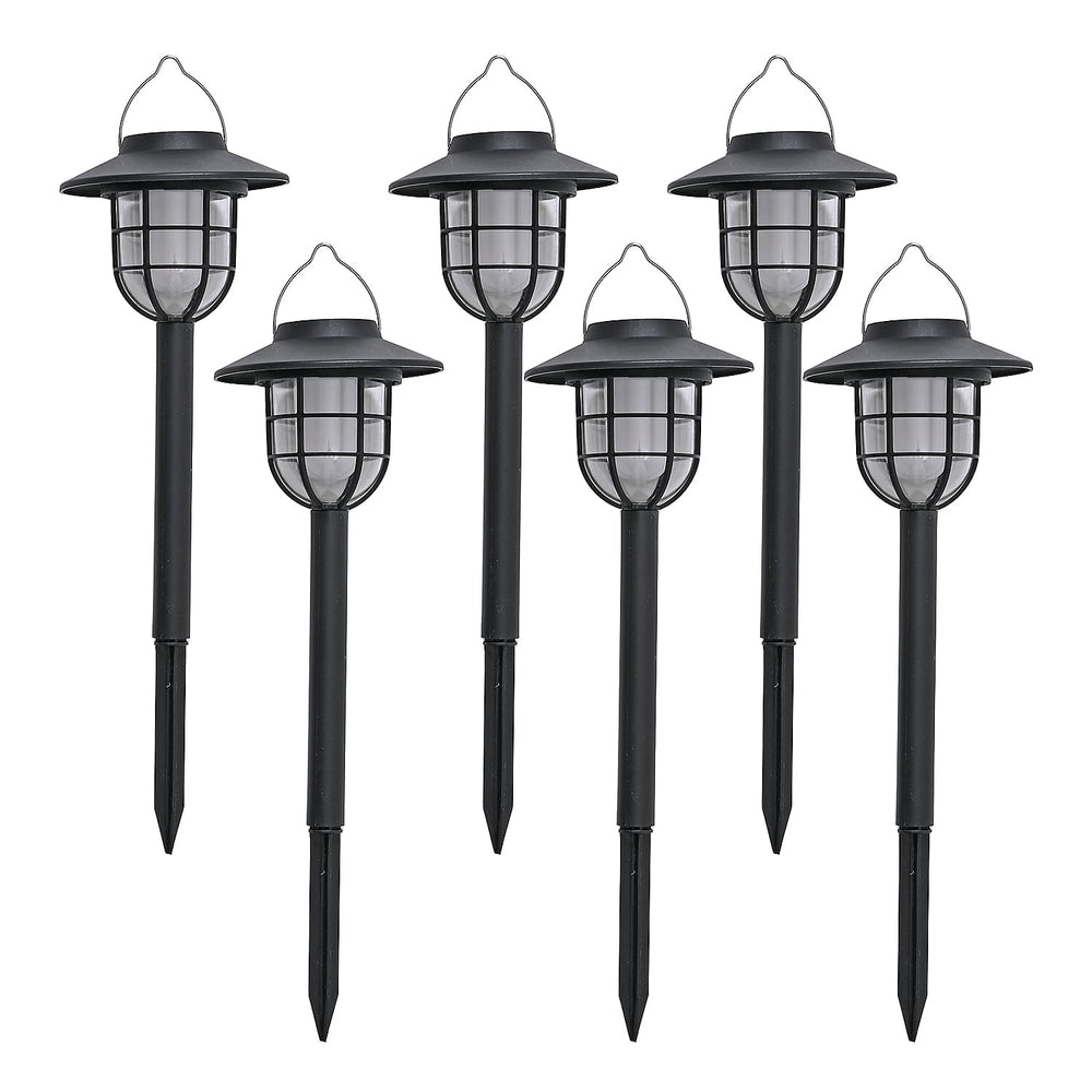 6 Solar Flickering Flame Pathway LED Lights - Grey