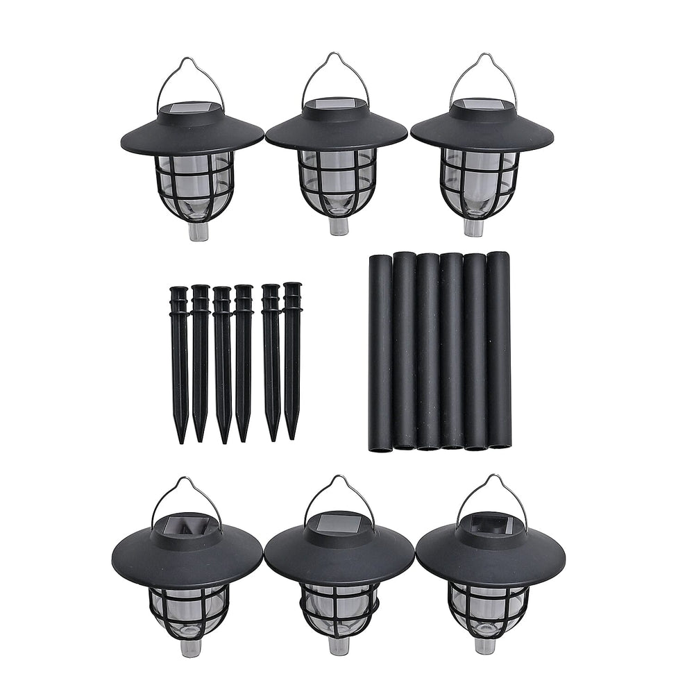 6 Solar Flickering Flame Pathway LED Lights - Grey