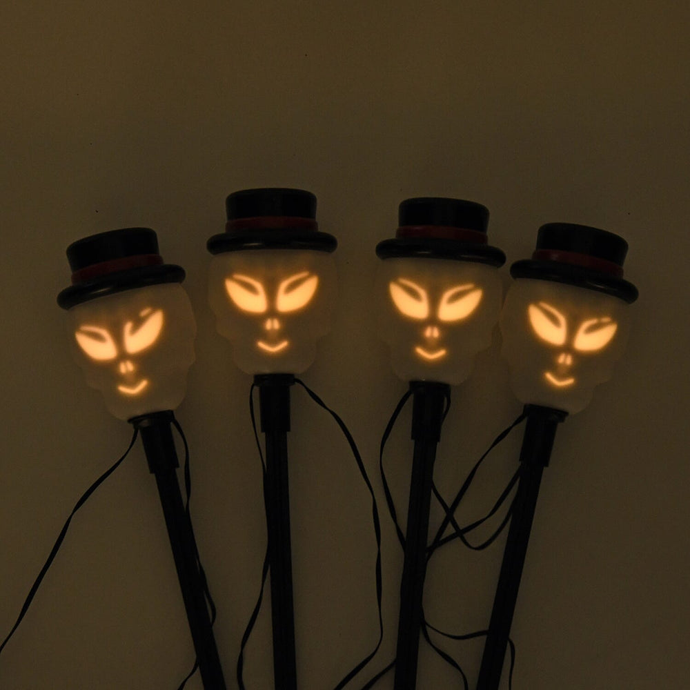 Set of 4 Musical Animated Skulls with Motion Sensor - Yellow - Black