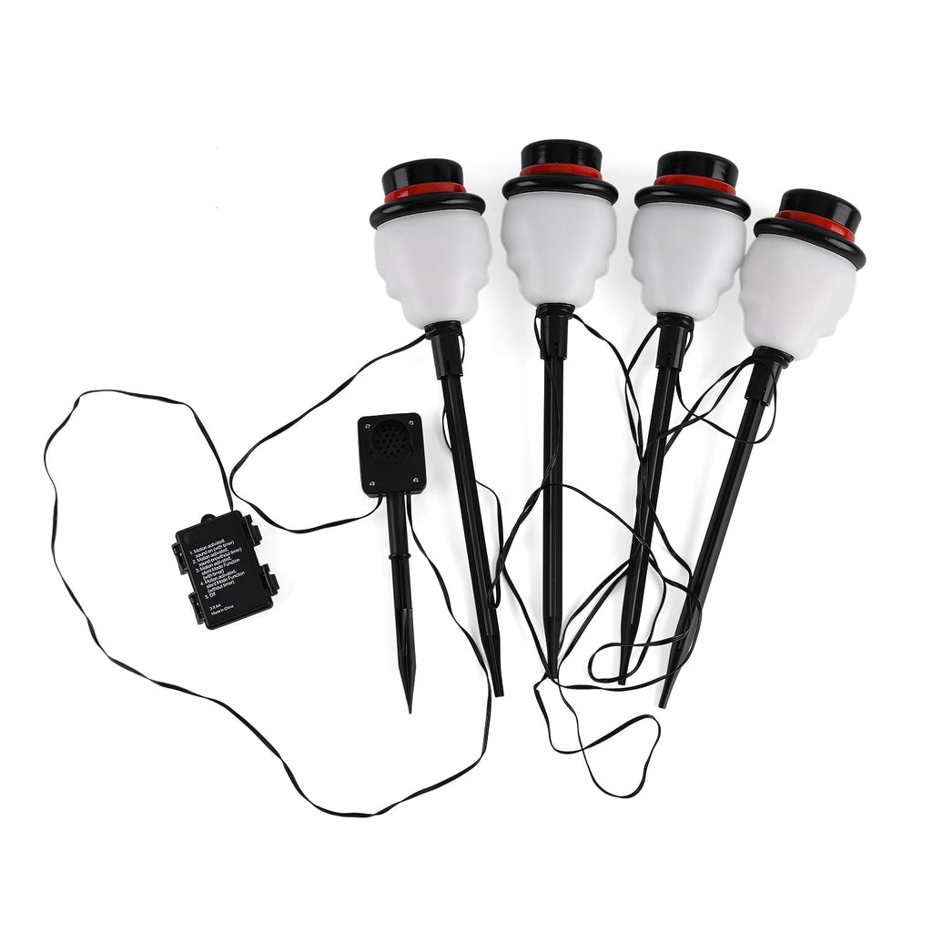 Set of 4 Musical Animated Skulls with Motion Sensor - Yellow - Black