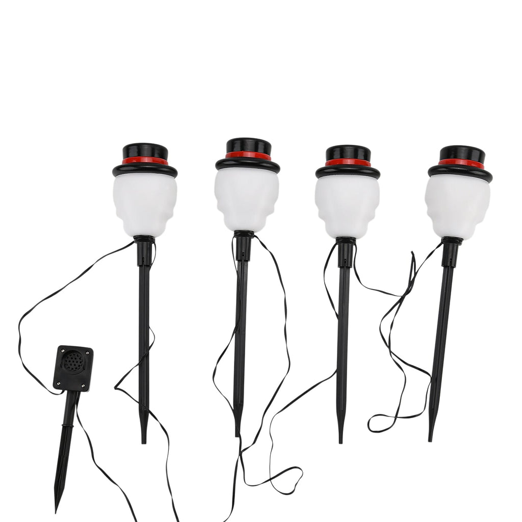 Set of 4 Musical Animated Skulls with Motion Sensor - Yellow - Black