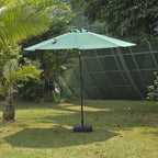 Outdoor Parasol with Solar LED Lights and Solid Base, 8 arm, 2.7m Diameter, 2.5m height - Green