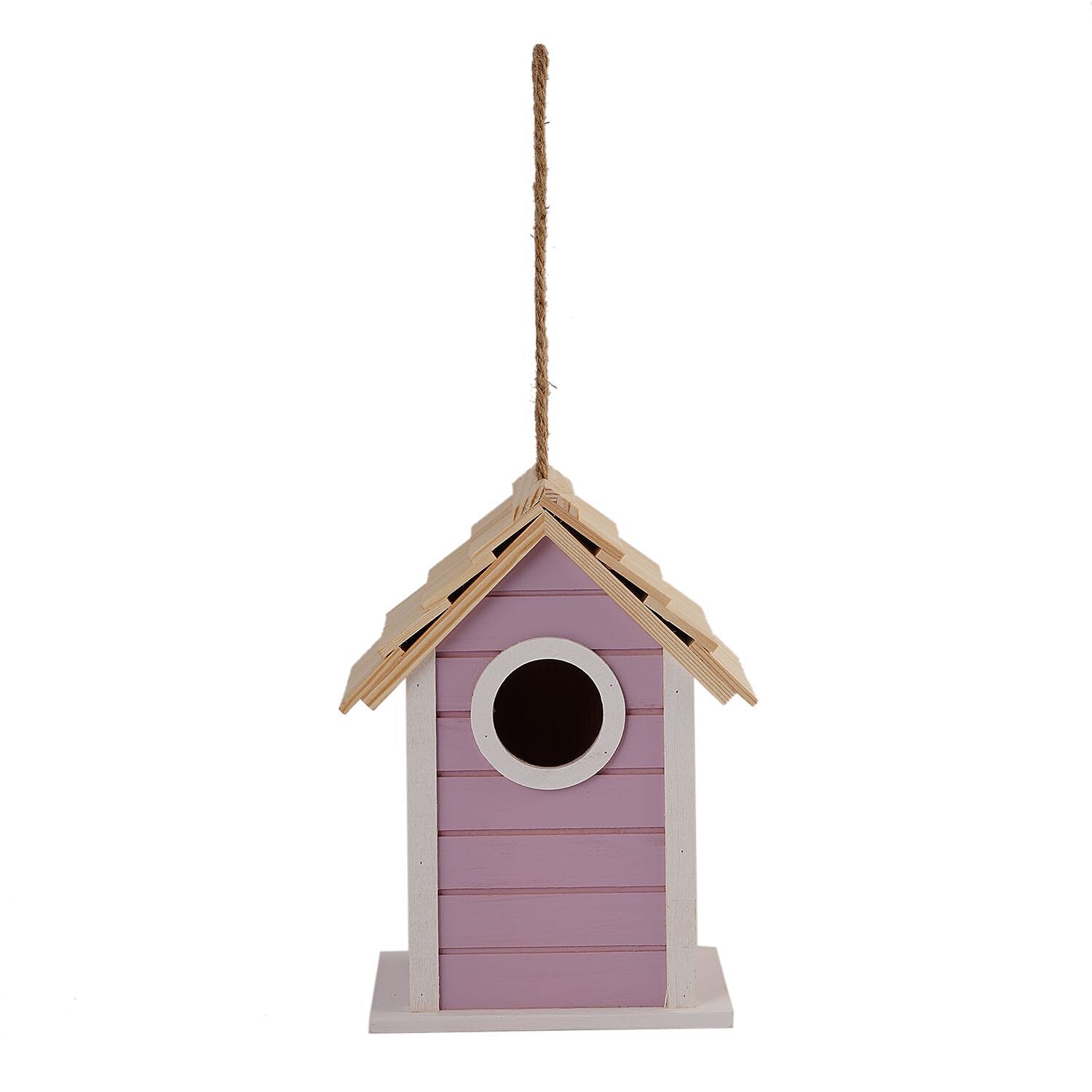 Wooden Bird Mansion (Size 20x15x13 cm) - Pink