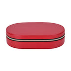 Leatherette Oval Shape Jewellery Organizer with Black Velvet Lining  - Red
