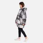 Oversized Sherpa Fleece Hoodie (One Size) - Checker