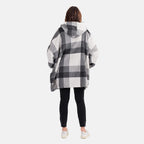 Oversized Sherpa Fleece Hoodie (One Size) - Checker