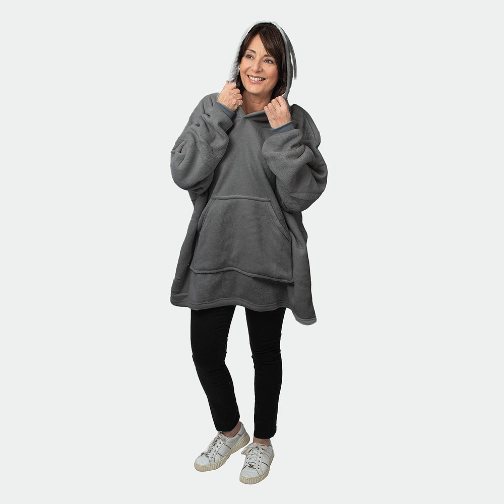 Oversized Sherpa Fleece Hoodie (One Size) - Silver