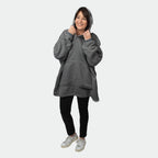 Oversized Sherpa Fleece Hoodie (One Size) - Silver
