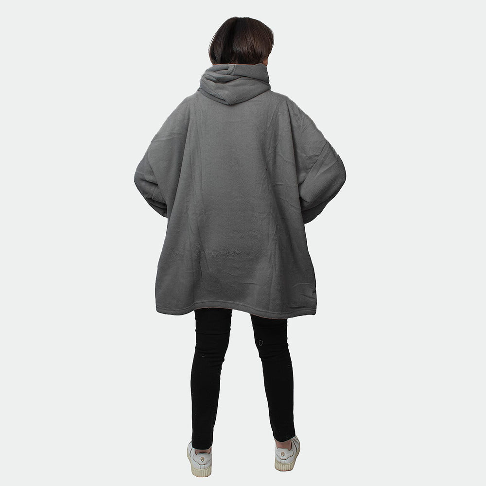 Oversized Sherpa Fleece Hoodie (One Size) - Silver