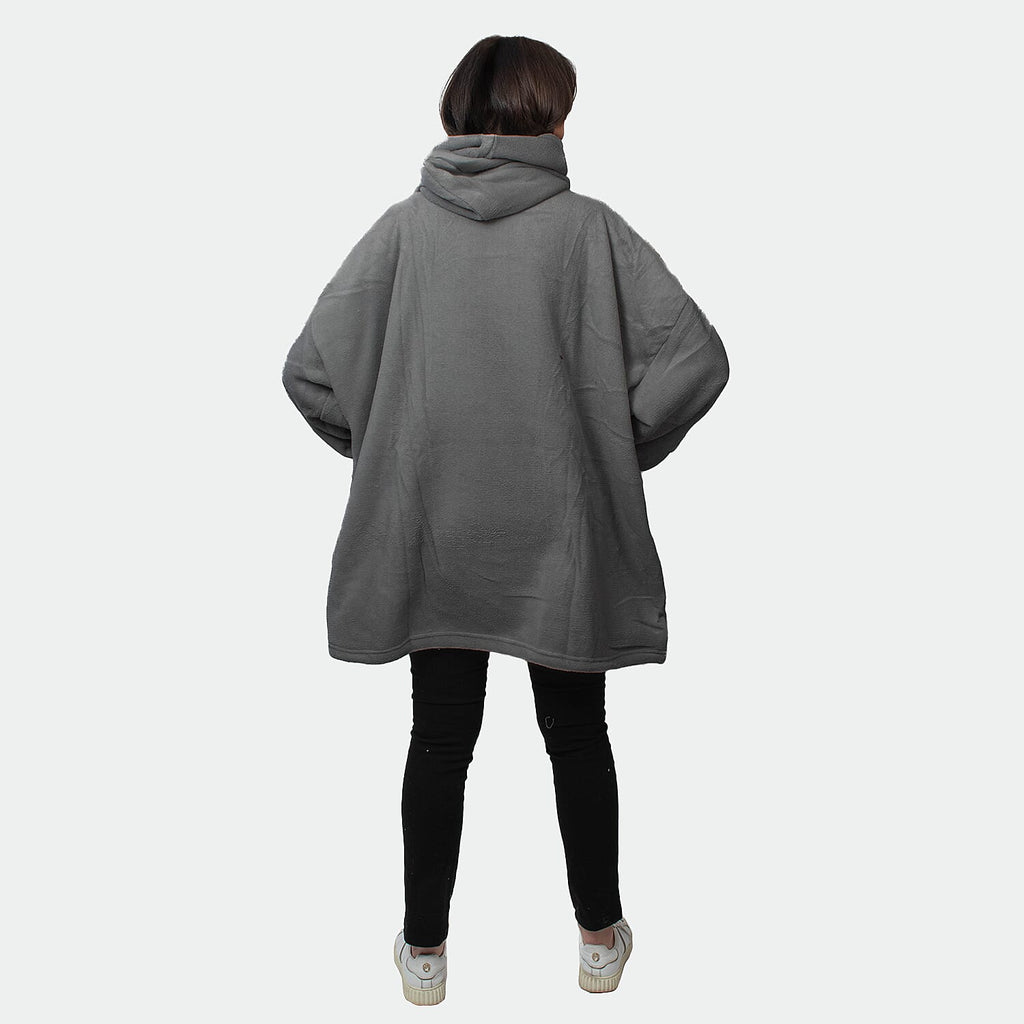 Oversized Sherpa Fleece Hoodie (One Size) - Silver
