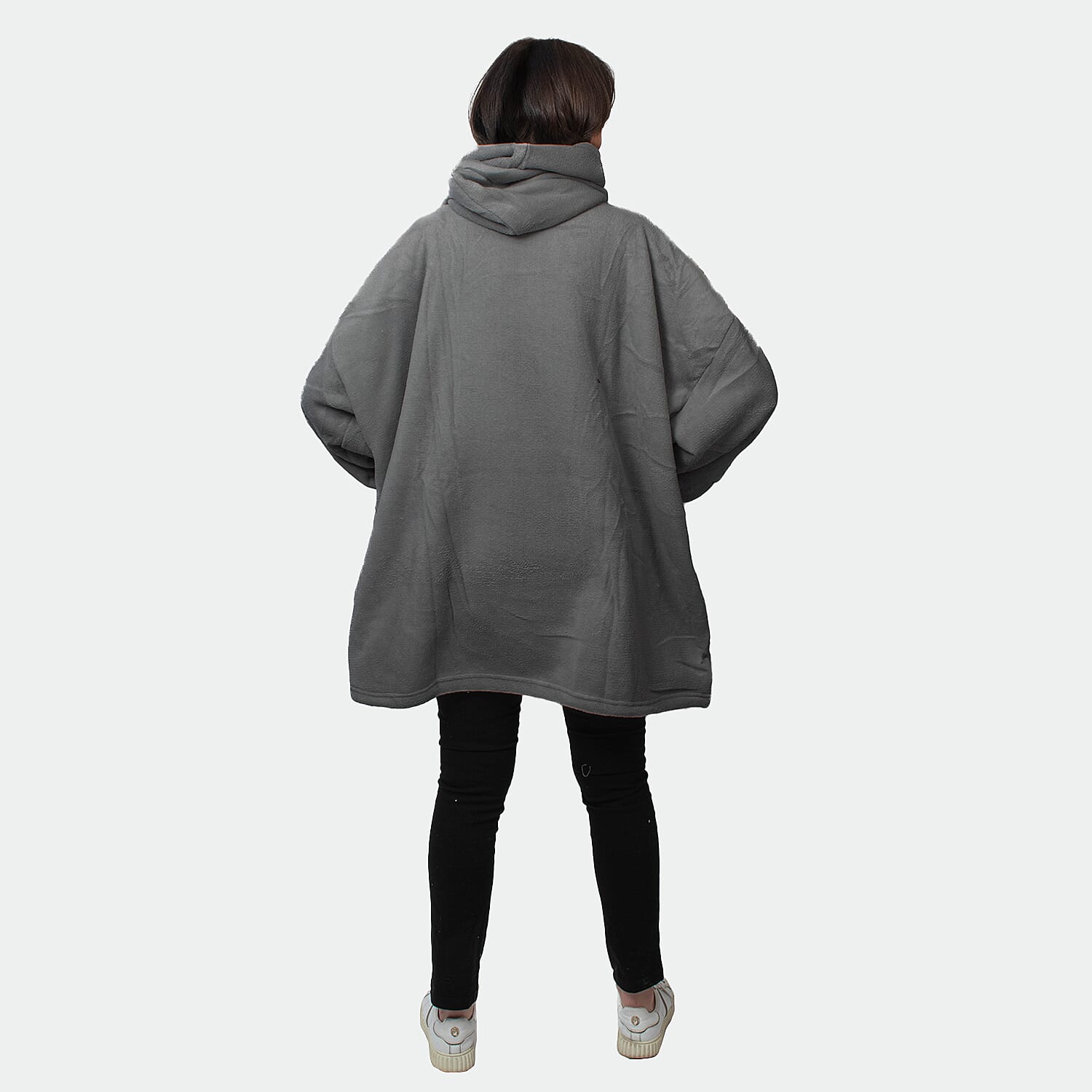 Oversized Sherpa Fleece Hoodie (One Size) - Silver