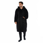 Oversized Teddy Fleece Hoodie (One Size) - Black