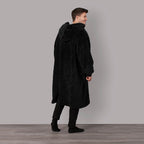 Oversized Teddy Fleece Hoodie (One Size) - Black