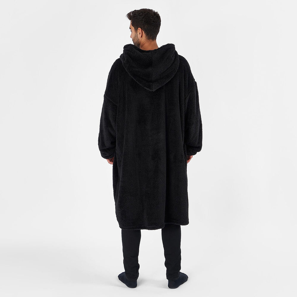 Oversized Teddy Fleece Hoodie (One Size) - Black