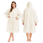 Keplin Unisex Super Soft Oversized Blanket Hoodie (Size L) - Cream