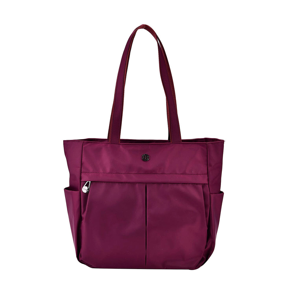 Spacious Oxford Tote Bag with Multiple Pockets - Dark Purple