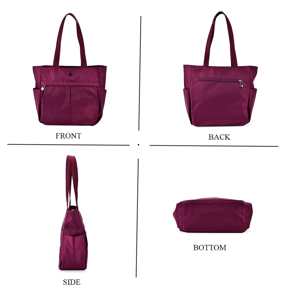 Spacious Oxford Tote Bag with Multiple Pockets - Dark Purple