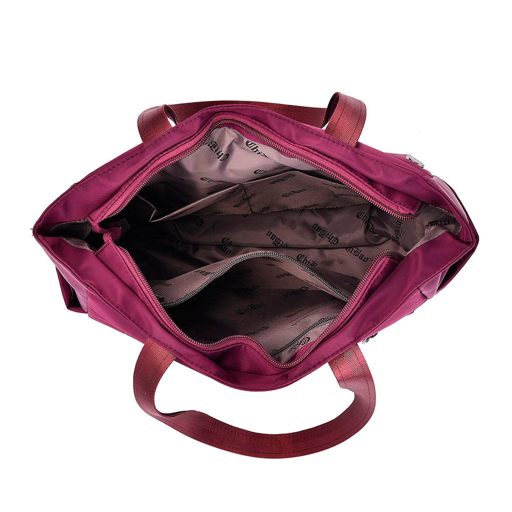 Spacious Oxford Tote Bag with Multiple Pockets - Dark Purple