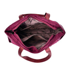 Spacious Oxford Tote Bag with Multiple Pockets - Dark Purple